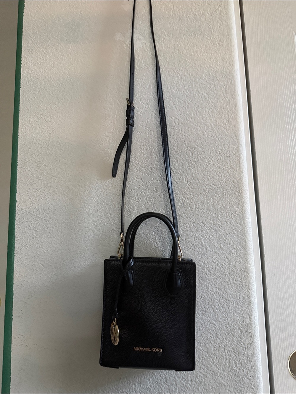 Michael Kors Black Pebbled Leather Mini Crossbody Satchel